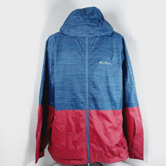 Columbia Men's Red Blue Heather Roan Mountain Trail Rain Jacket Size L - Picture 2 of 13